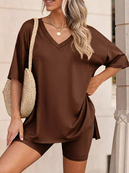 Cloudrest Oversized V-Neck Tee & Shorts Lounge Set