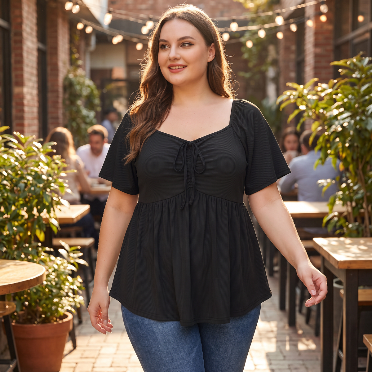 CurveFlow Babydoll Blouse